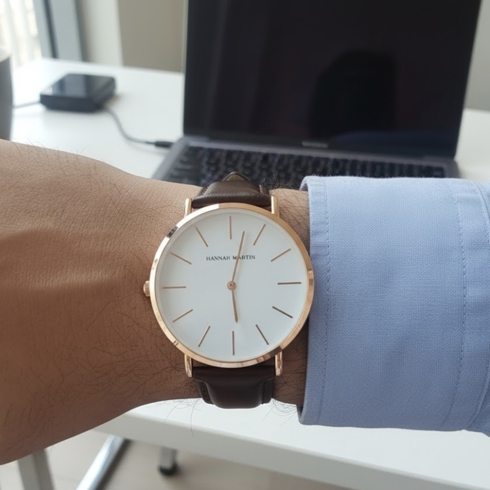 BlackGenuine Leather Watch